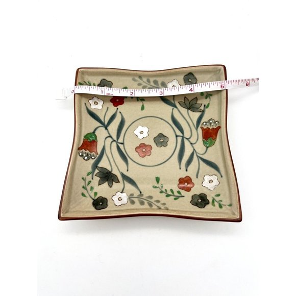 Floral Trinket Jewelry Soap Dish Square Asian Design - Picture 3 of 5